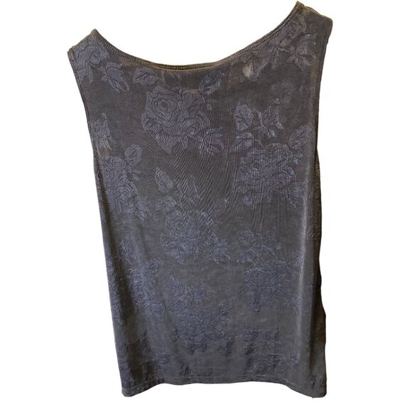 Private Edition Black Floral Patterned Sleeveless Round Neck Top Sz L - Picture 2 of 6
